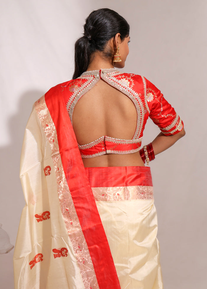 Red High Neck Designer Blouse