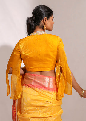 Yellow  V Neck Designer Blouse