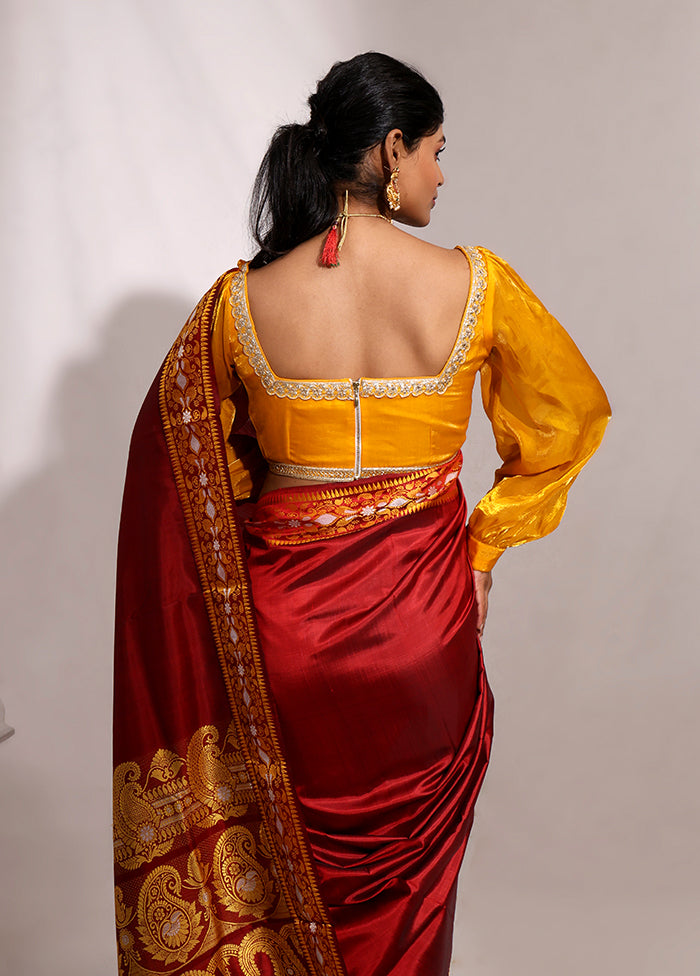 Yellow  Pentagon Neck Designer Blouse