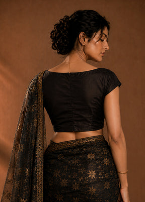 Black Boat Neck Designer Blouse