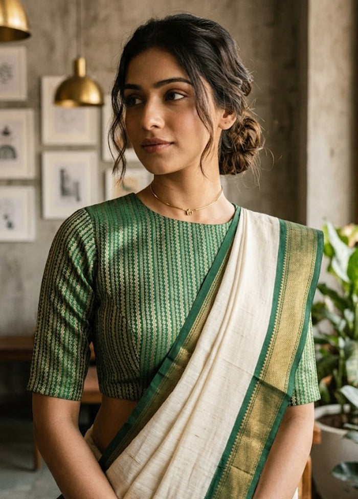 Bottle Green High Neck Designer Blouse