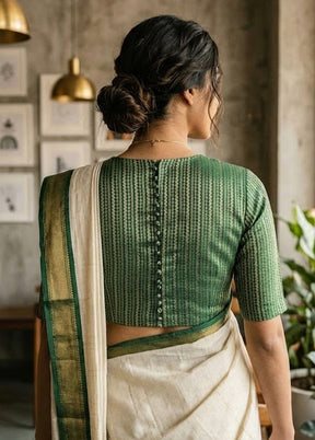 Bottle Green High Neck Designer Blouse