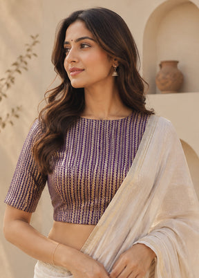 Purple High Neck Designer Blouse