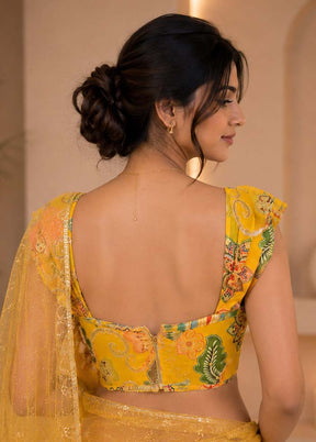 Yellow Sweetheart Neck Designer Blouse