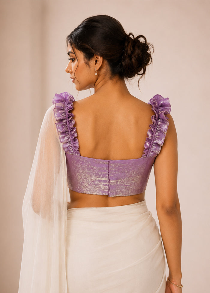 Lavender Square  Neck Designer Blouse