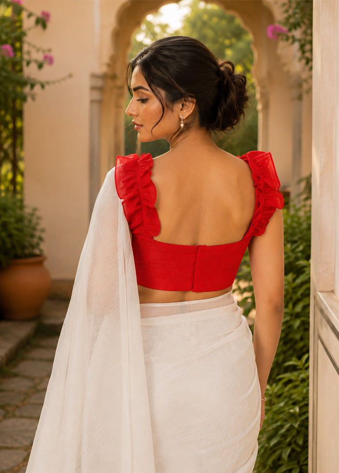 Red Square  Neck Designer Blouse