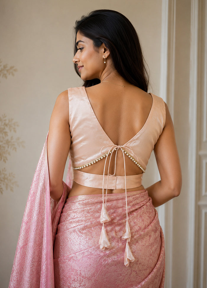 Peach V Neck Designer Blouse