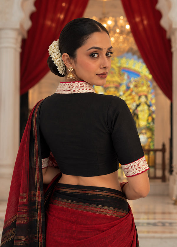 Black Collar Neck Designer Blouse