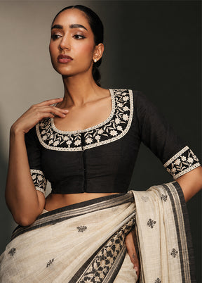 Black Round Neck Designer Blouse