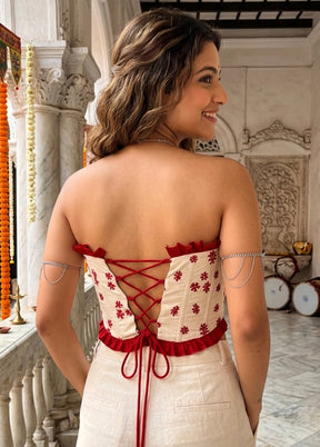 Cream Designer Neck Designer Blouse