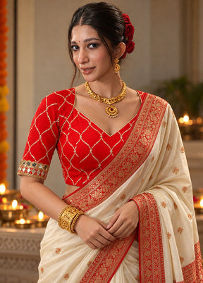 Red Pentagon Neck Designer Blouse