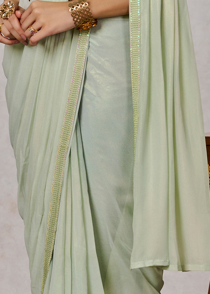 Pista Green Georgette Saree With Blouse Piece - Indian Silk House Agencies