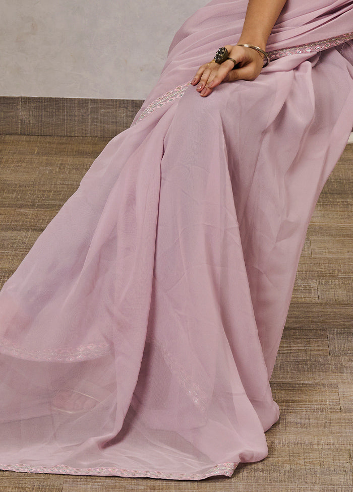 Pink Georgette Saree With Blouse Piece - Indian Silk House Agencies