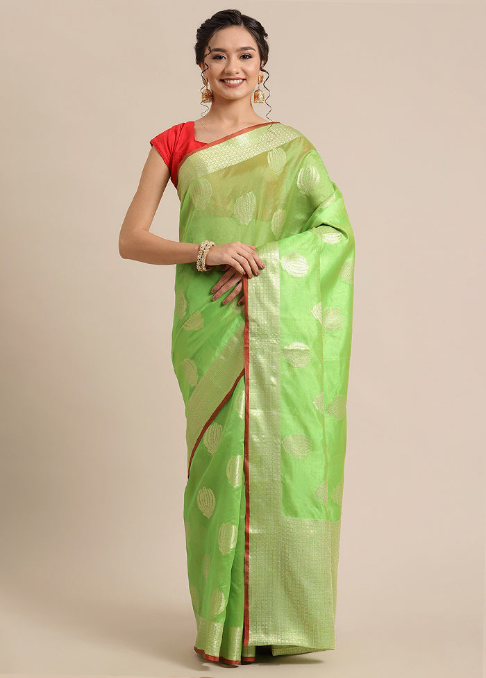 Green Silk Zari Saree Without Blouse Piece - Indian Silk House Agencies