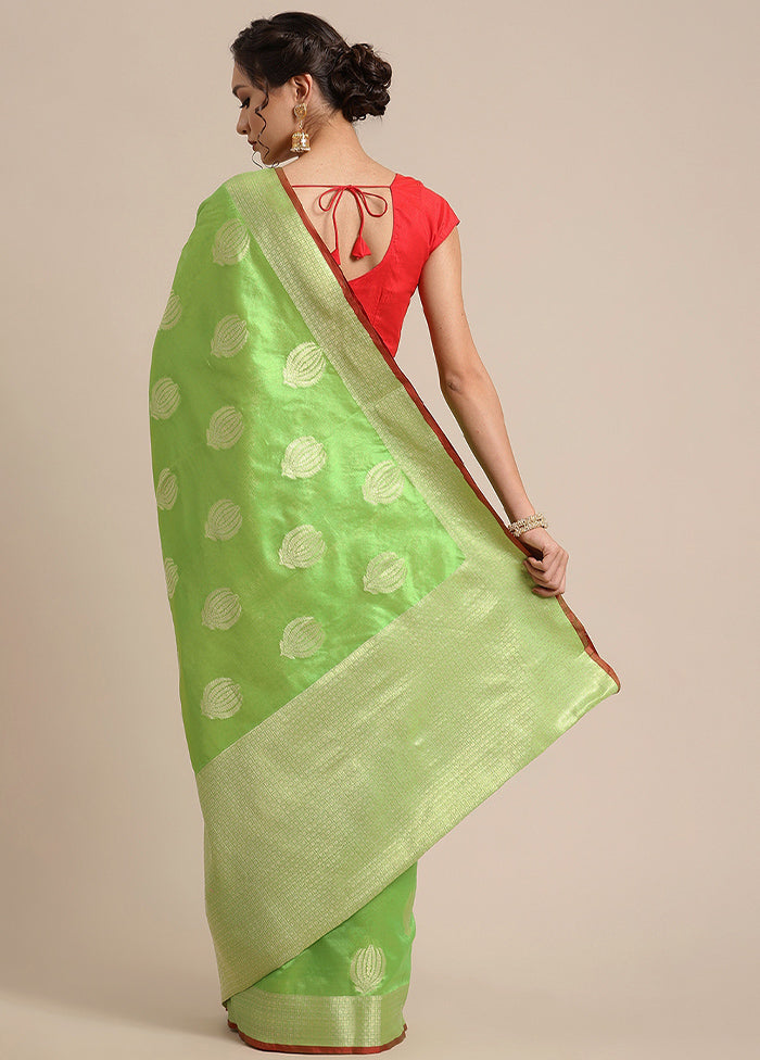 Green Silk Zari Saree Without Blouse Piece - Indian Silk House Agencies