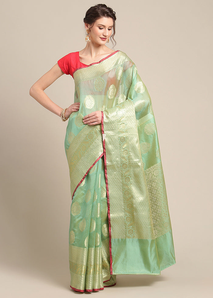 Sea Green Silk Zari Saree Without Blouse Piece - Indian Silk House Agencies