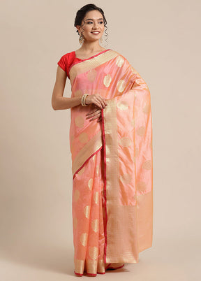 Pink Silk Zari Saree Without Blouse Piece - Indian Silk House Agencies