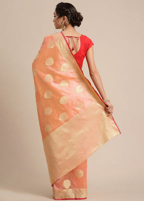 Pink Silk Zari Saree Without Blouse Piece - Indian Silk House Agencies