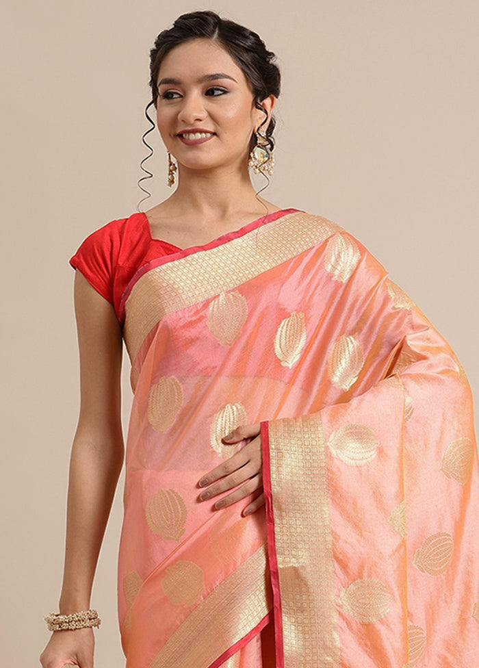 Pink Silk Zari Saree Without Blouse Piece - Indian Silk House Agencies