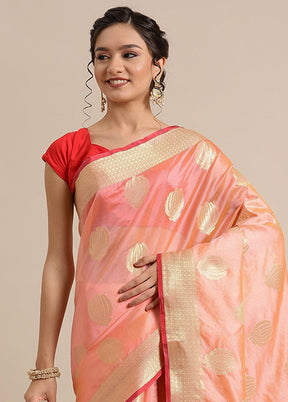 Pink Silk Zari Saree Without Blouse Piece - Indian Silk House Agencies