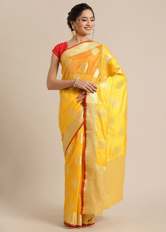 Gold Silk Zari Saree Without Blouse Piece - Indian Silk House Agencies