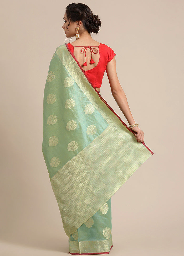 Sea Green Silk Zari Saree Without Blouse Piece - Indian Silk House Agencies