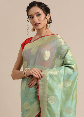 Sea Green Silk Zari Saree Without Blouse Piece - Indian Silk House Agencies