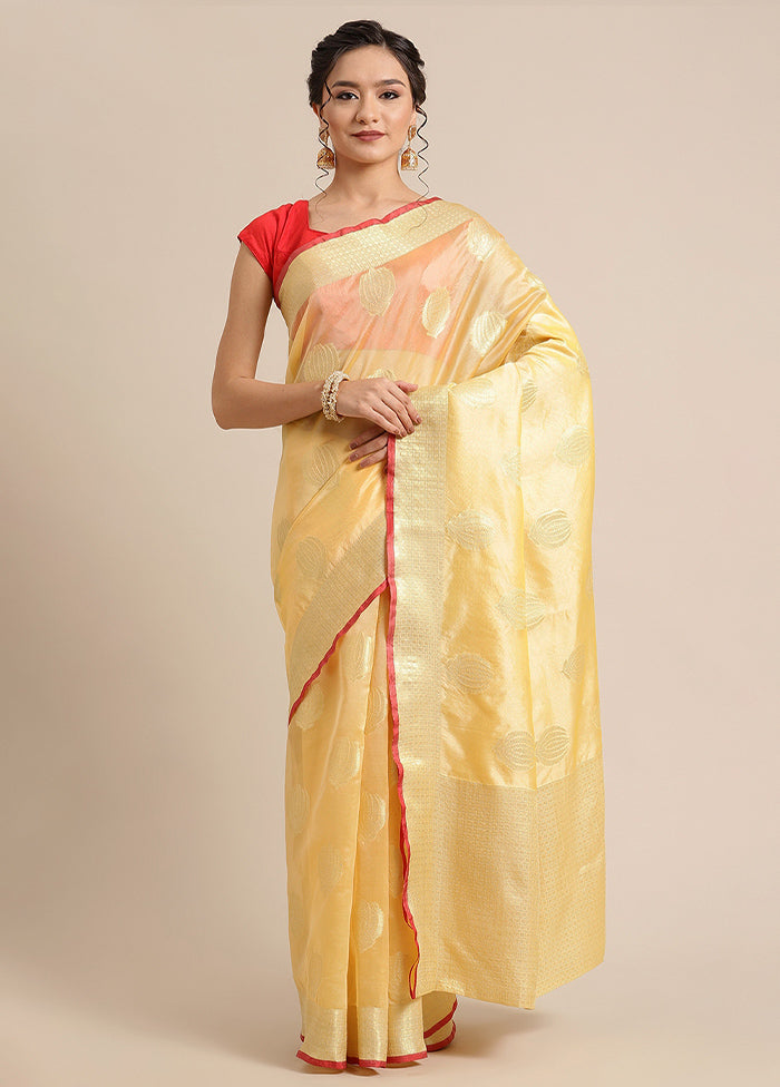 Peach Silk Zari Saree Without Blouse Piece - Indian Silk House Agencies