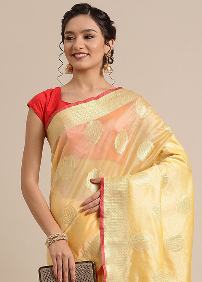 Peach Silk Zari Saree Without Blouse Piece - Indian Silk House Agencies