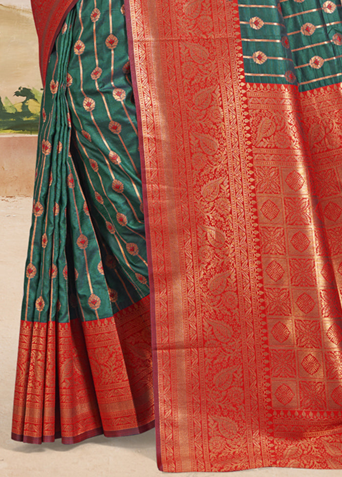 Multicolor Dupion Silk Saree With Blouse Piece