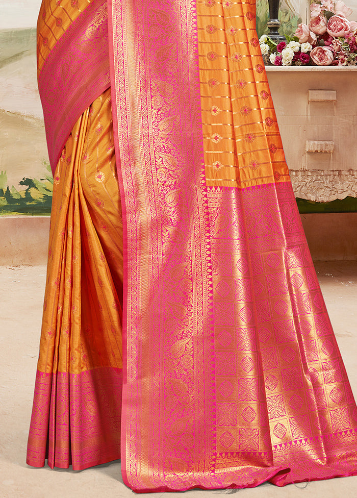 Multicolor Dupion Silk Saree With Blouse Piece