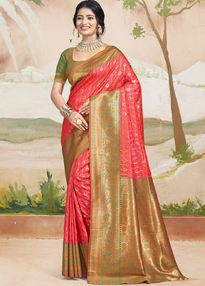 Multicolor Dupion Silk Saree With Blouse Piece