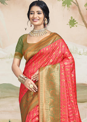 Multicolor Dupion Silk Saree With Blouse Piece