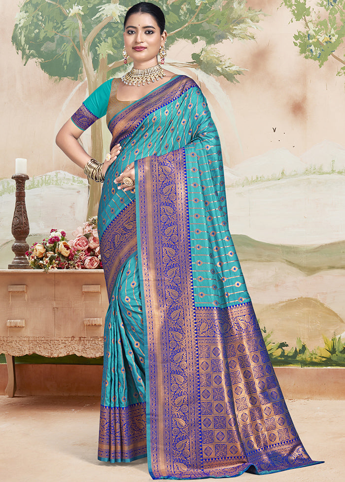 Multicolor Dupion Silk Saree With Blouse Piece