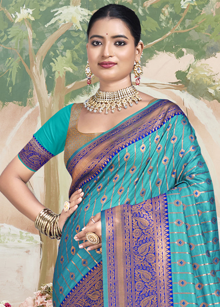 Multicolor Dupion Silk Saree With Blouse Piece