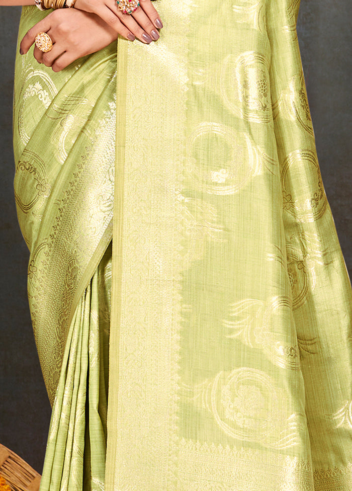 Green Cotton Saree With Blouse Piece