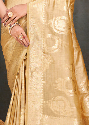 Golden Cotton Saree With Blouse Piece