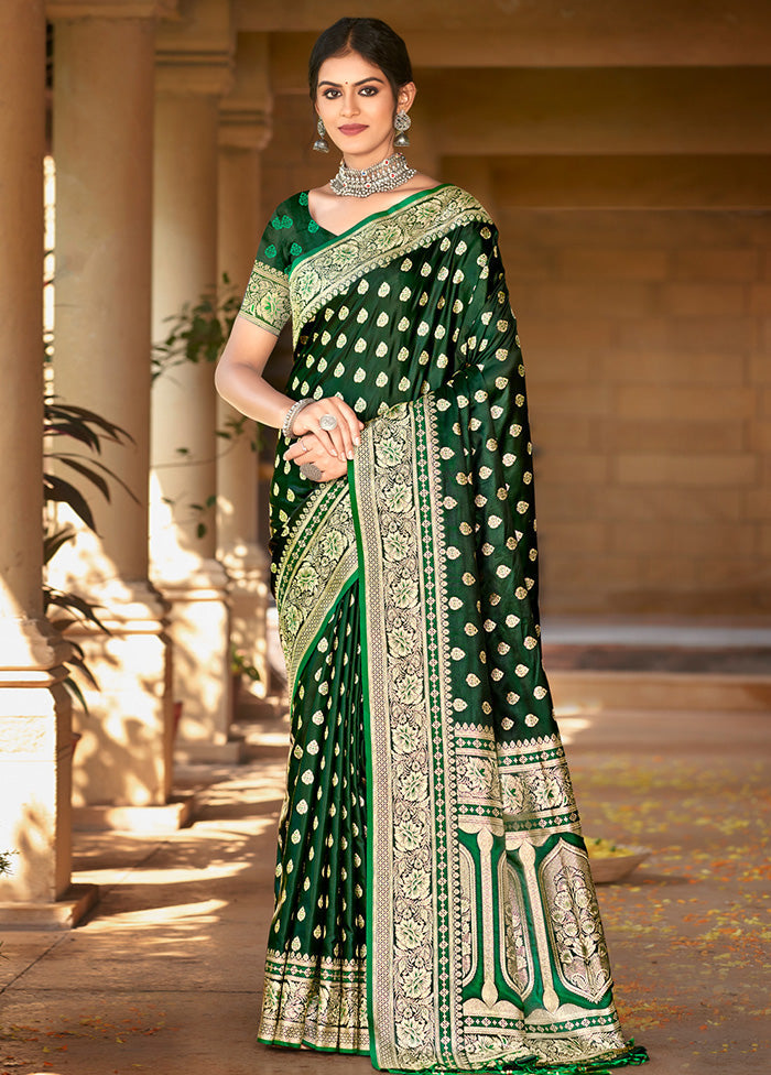 Green Dupion Silk Saree With Blouse Piece