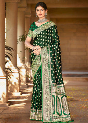 Green Dupion Silk Saree With Blouse Piece