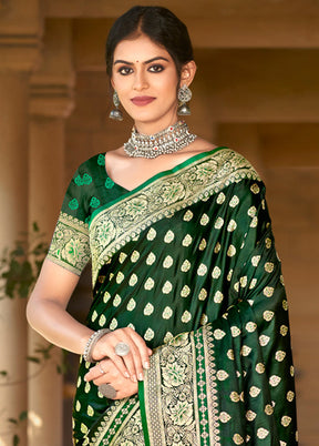 Green Dupion Silk Saree With Blouse Piece