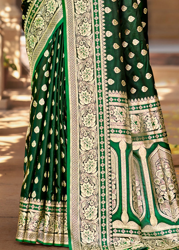 Green Dupion Silk Saree With Blouse Piece