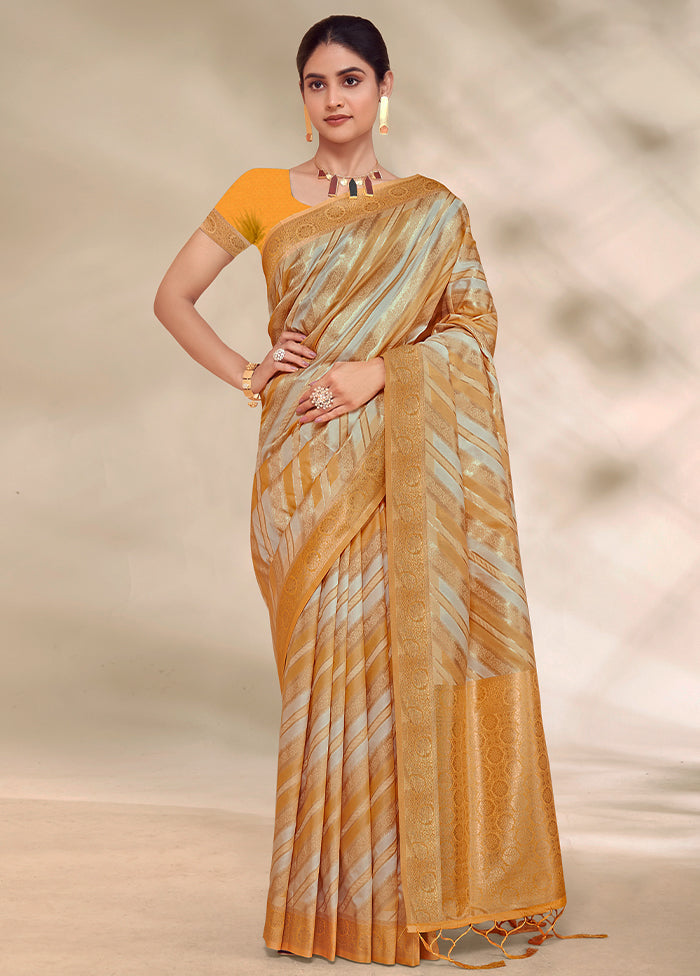 Mustard Cotton Saree With Blouse Piece