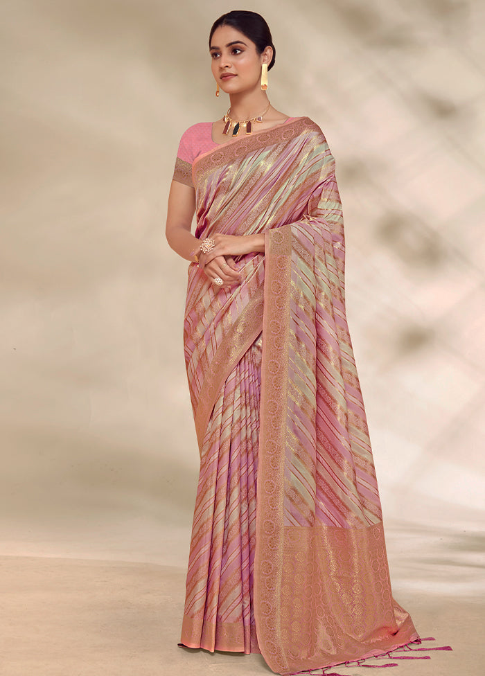 Pink Cotton Saree With Blouse Piece