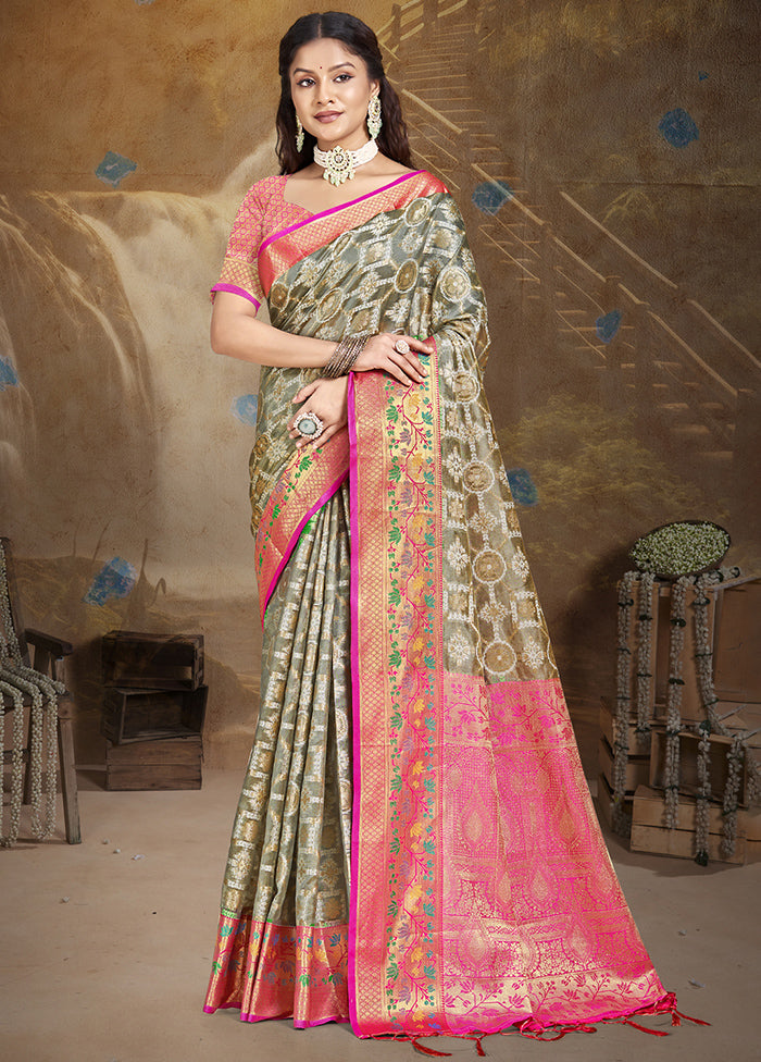 Multicolor Dupion Silk Saree With Blouse Piece