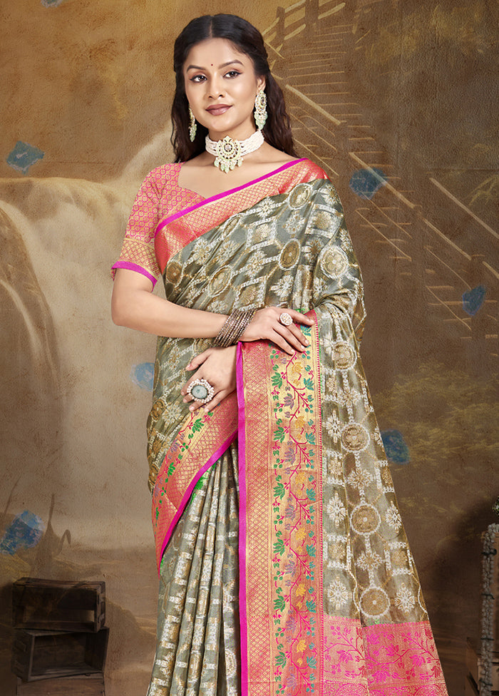 Multicolor Dupion Silk Saree With Blouse Piece