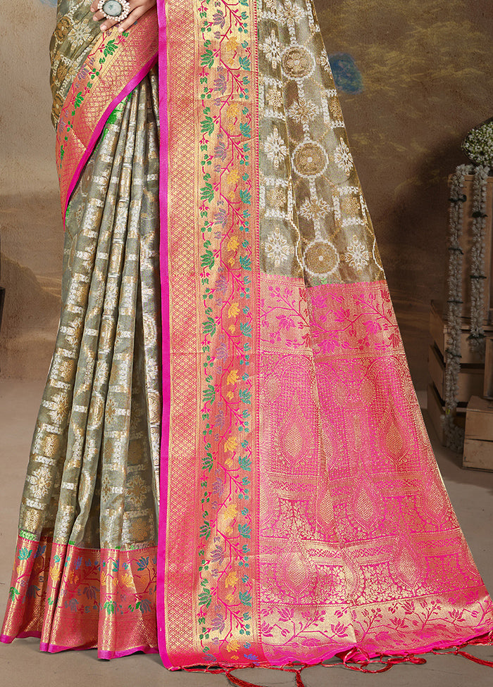 Multicolor Dupion Silk Saree With Blouse Piece