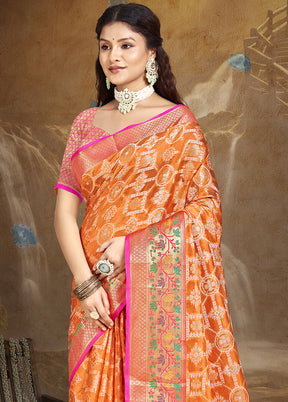 Multicolor Dupion Silk Saree With Blouse Piece