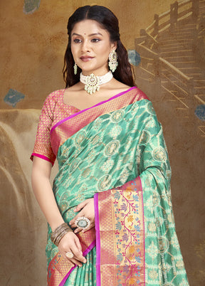 Multicolor Dupion Silk Saree With Blouse Piece