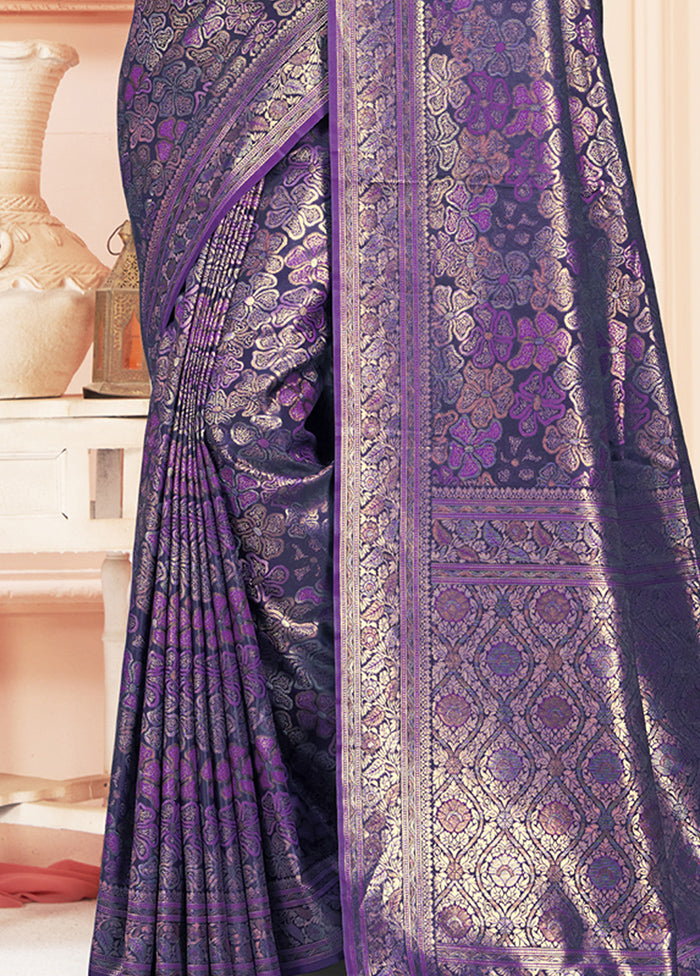 Lavender Satin Silk Saree With Blouse Piece