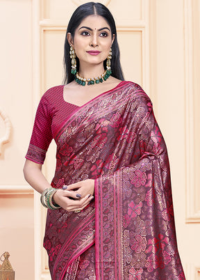 Rani Satin Silk Saree With Blouse Piece